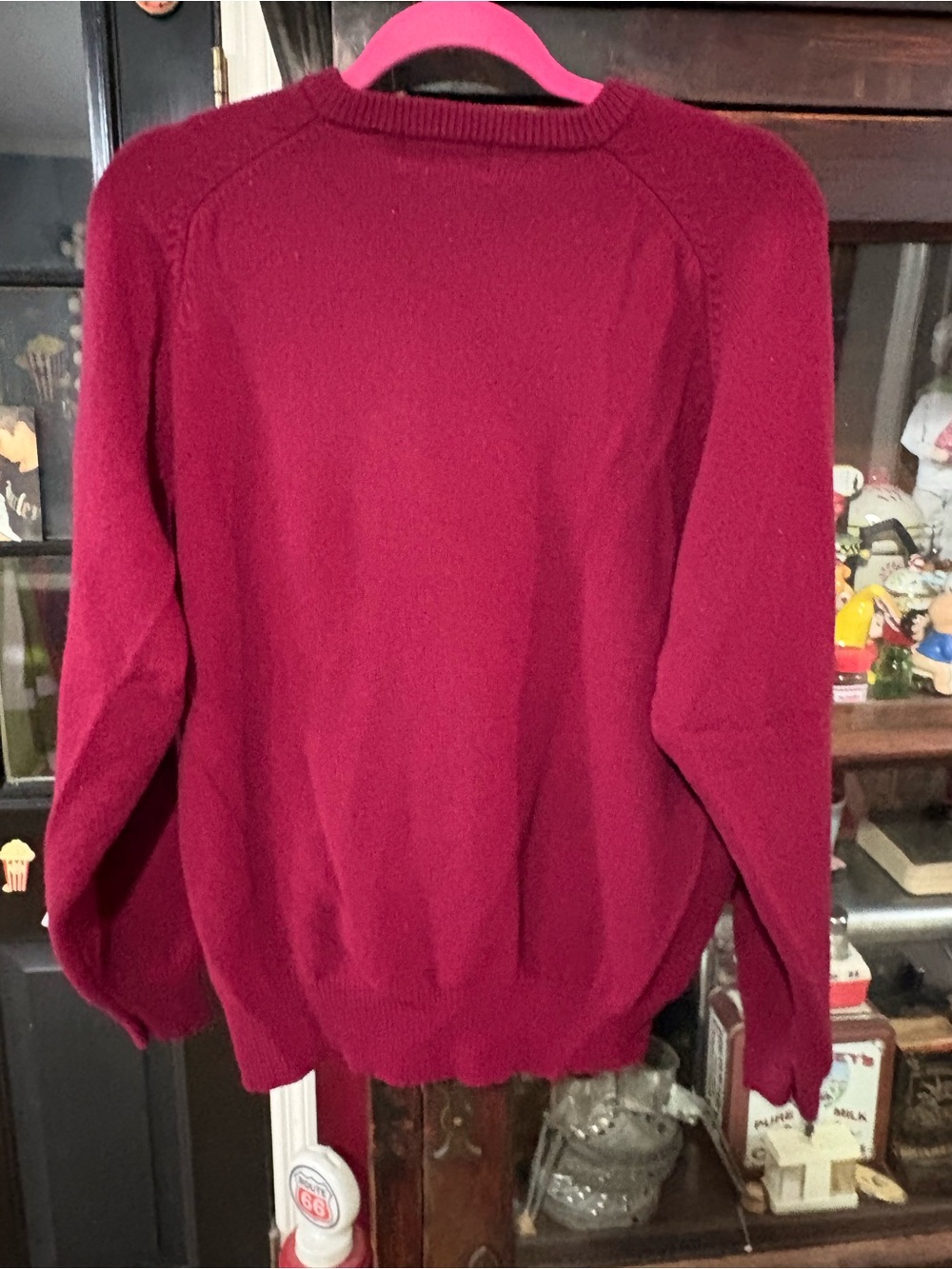 Vintage Brooks Brothers 100% Lambswool Burgundy V-Neck Preppy Sweater M - Picture 5 of 7